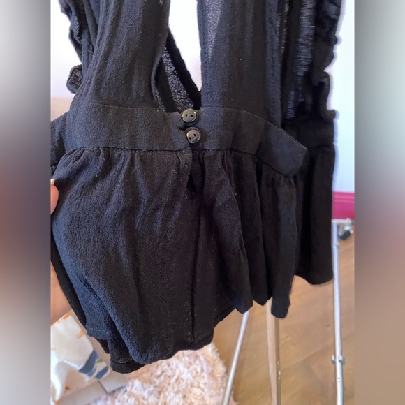 Black Halter Ruffle Top Open Back Sleeveless low cut Small - Picture 6 of 11